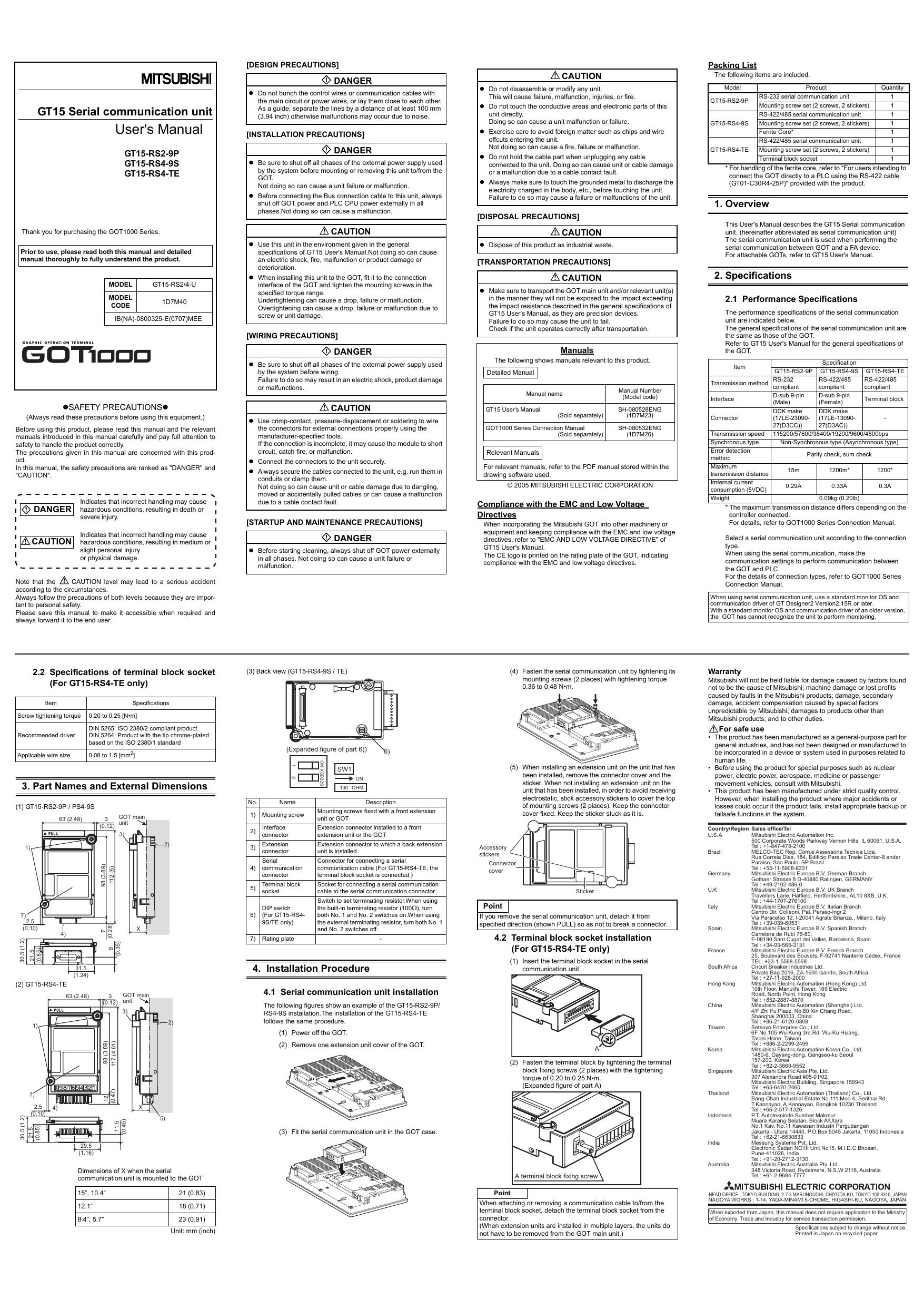 GT15 Serial communication unit User's Manual by Unknown