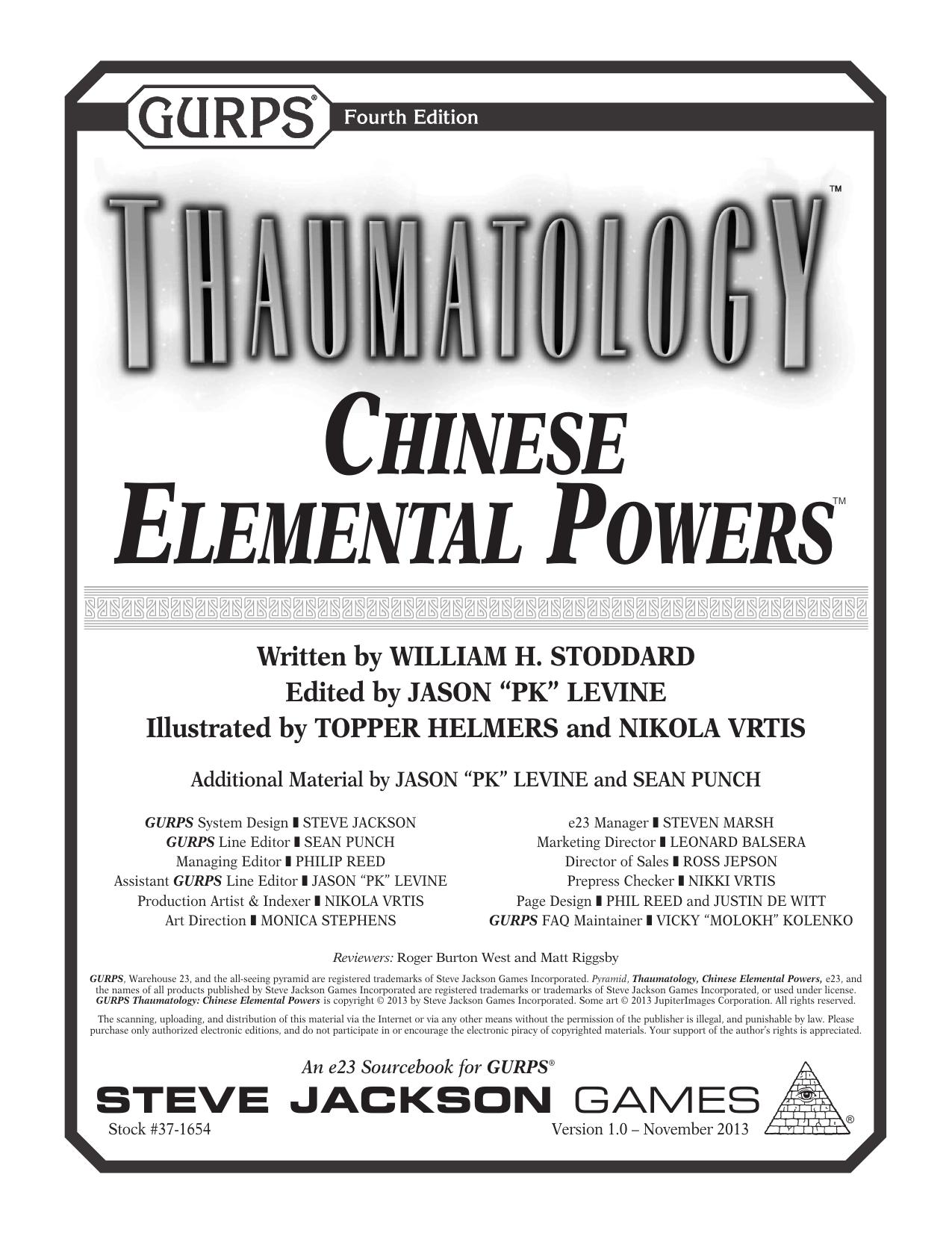 GURPS Thaumatology - Chinese Elemental Powers by William H Stoddard Jason 'PK' Levine