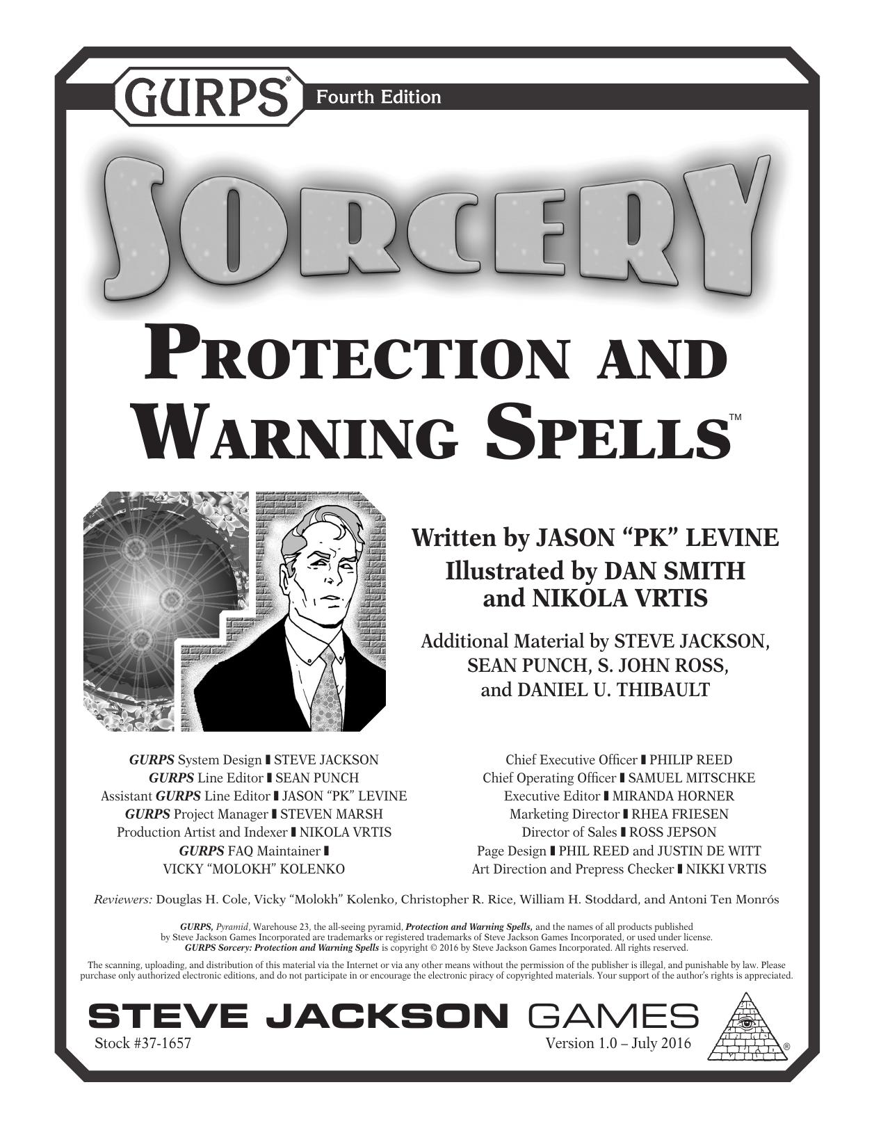 GURPS Thaumatology - Sorcery - Protection and Warning Spells by Jason 'PK' Levine