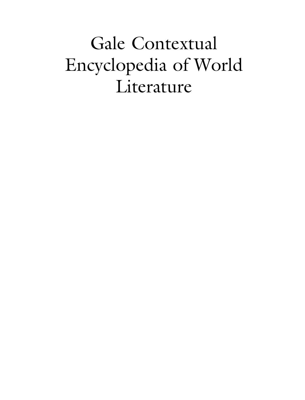 Gale Contextual Encyclopedia of World Literature by Vol. 4 (S-Z) (2009)