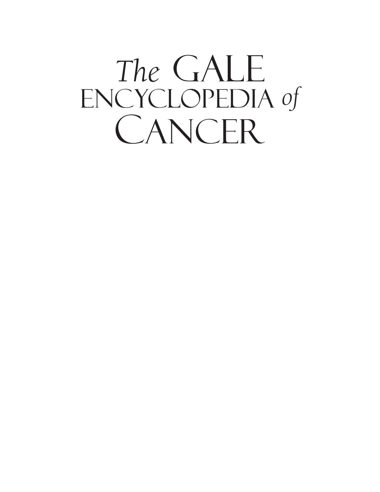 Gale Encyclopedia of Cancer Vol. 2 by (L-Z)