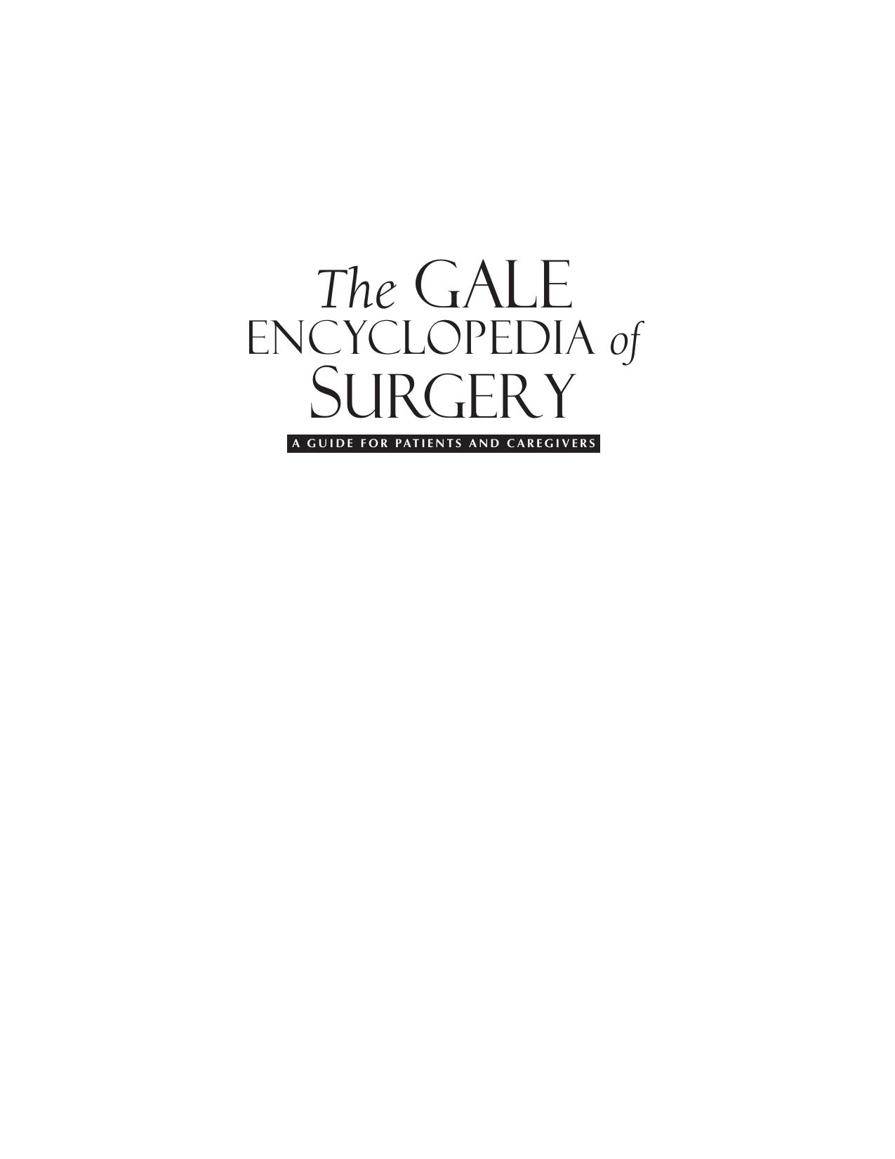 Gale Encyclopedia of Surgery Vol 1 by Unknown