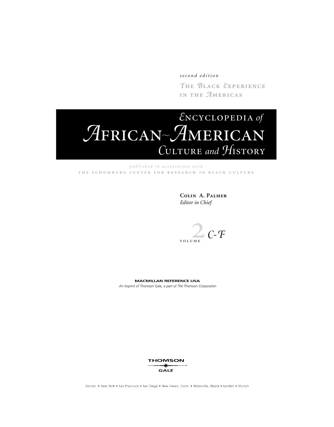 Gale Group Encyclopedia of African American Culture and History 2nd Vol 2 by Unknown
