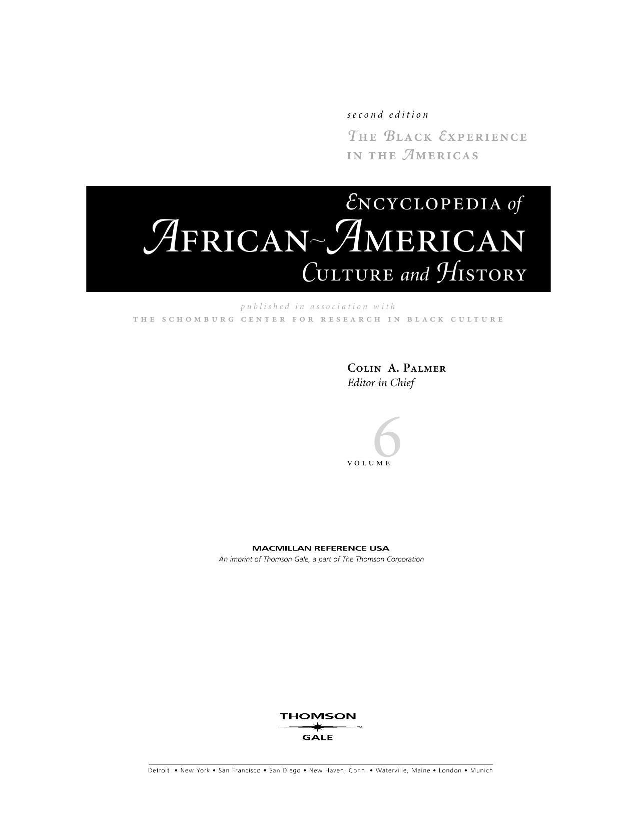 Gale Group Encyclopedia of African American Culture and History 2nd Vol 6 by Unknown