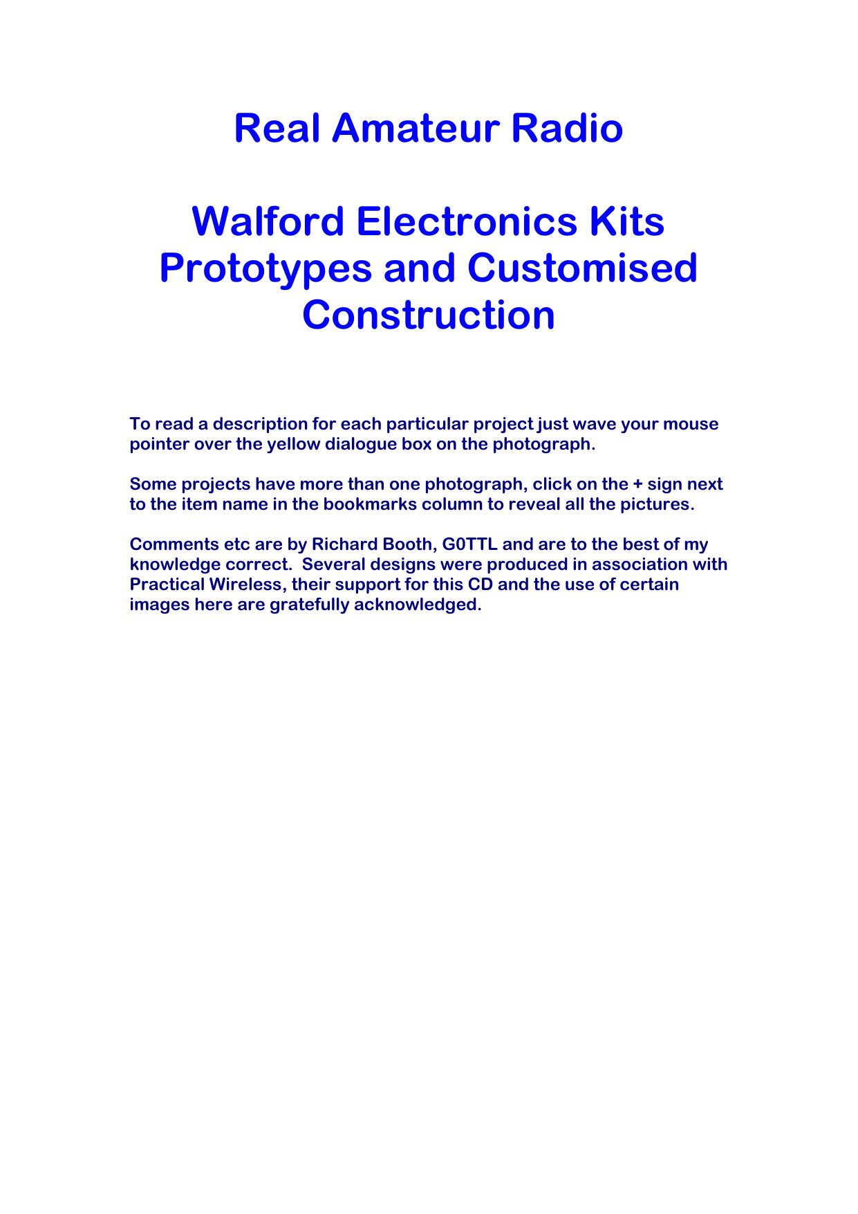 Gallery of Walford Electronics Projects and more by Richard Booth && Tim Walford