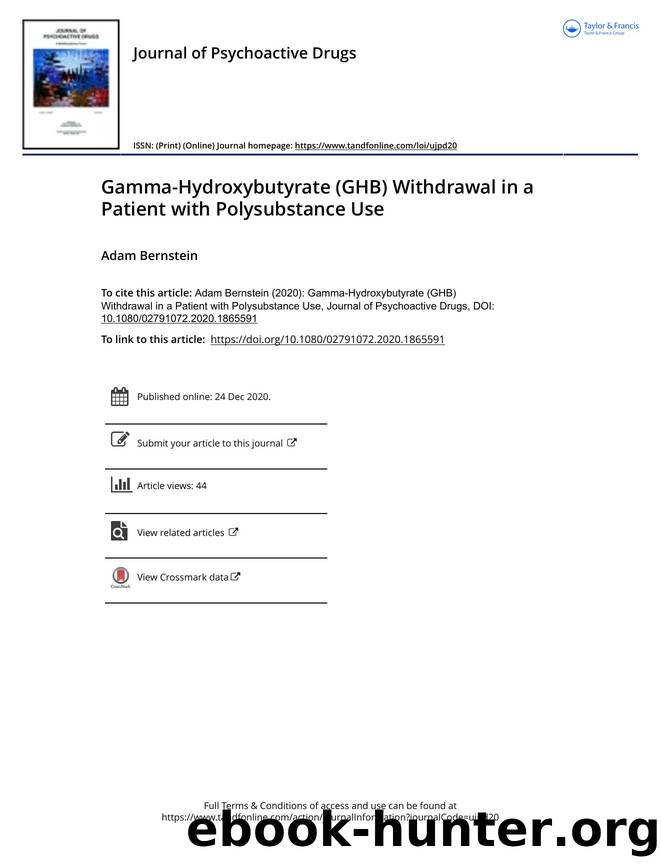 Gamma-Hydroxybutyrate (GHB) Withdrawal in a Patient with Polysubstance Use by Adam Bernstein