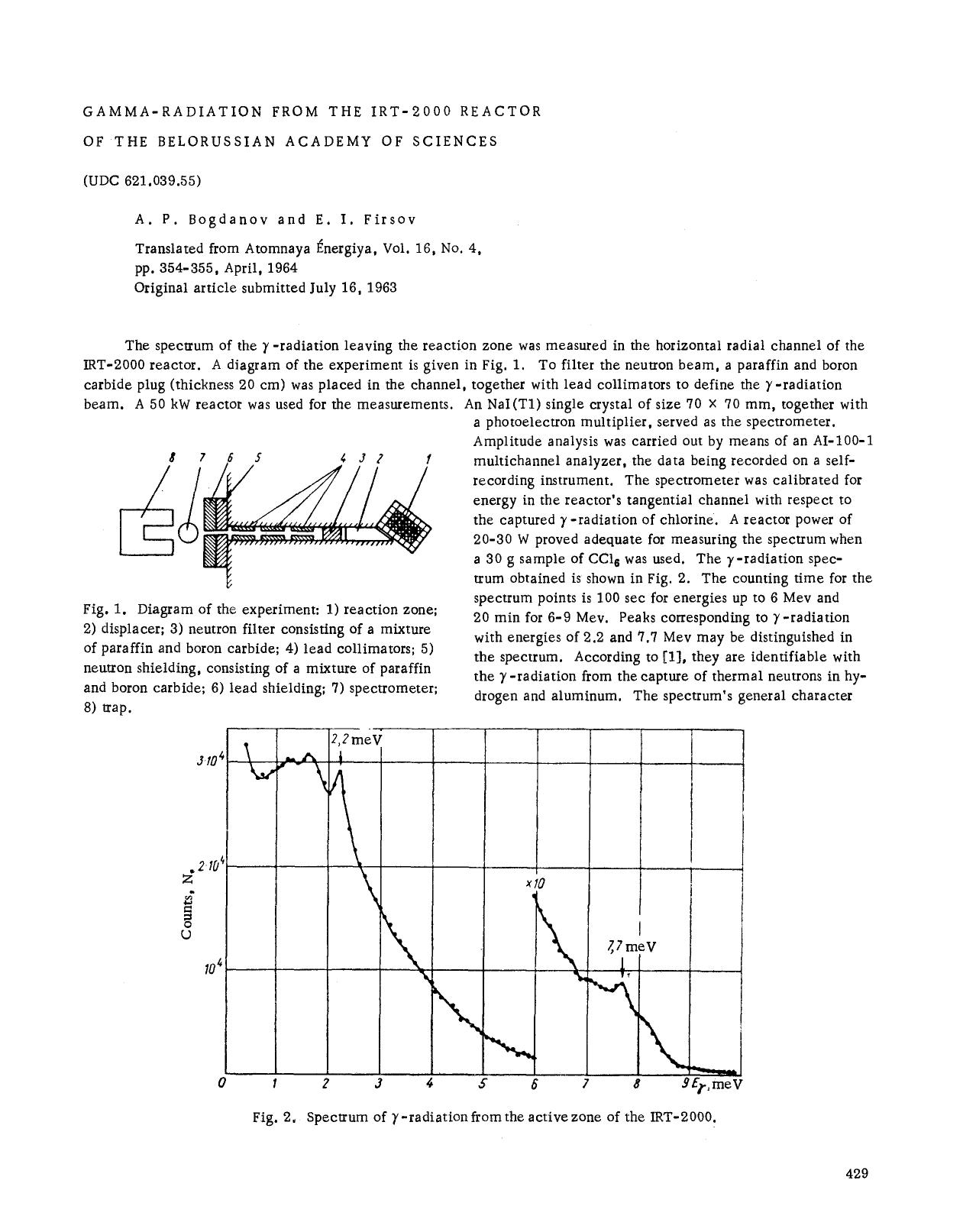 Gamma-radiation from the IRT-2000 reactor of the Belorussian academy of sciences by Unknown