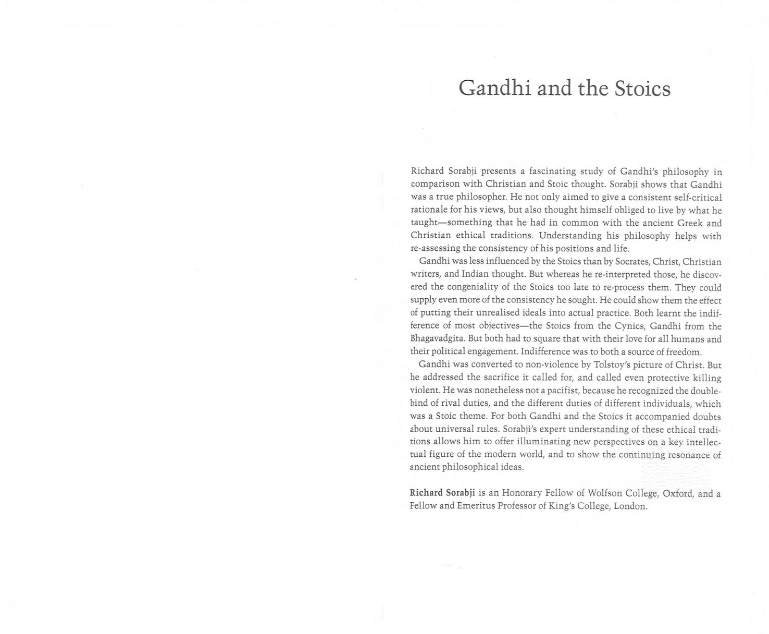 Gandhi and the Stoics by Richard Sorabji