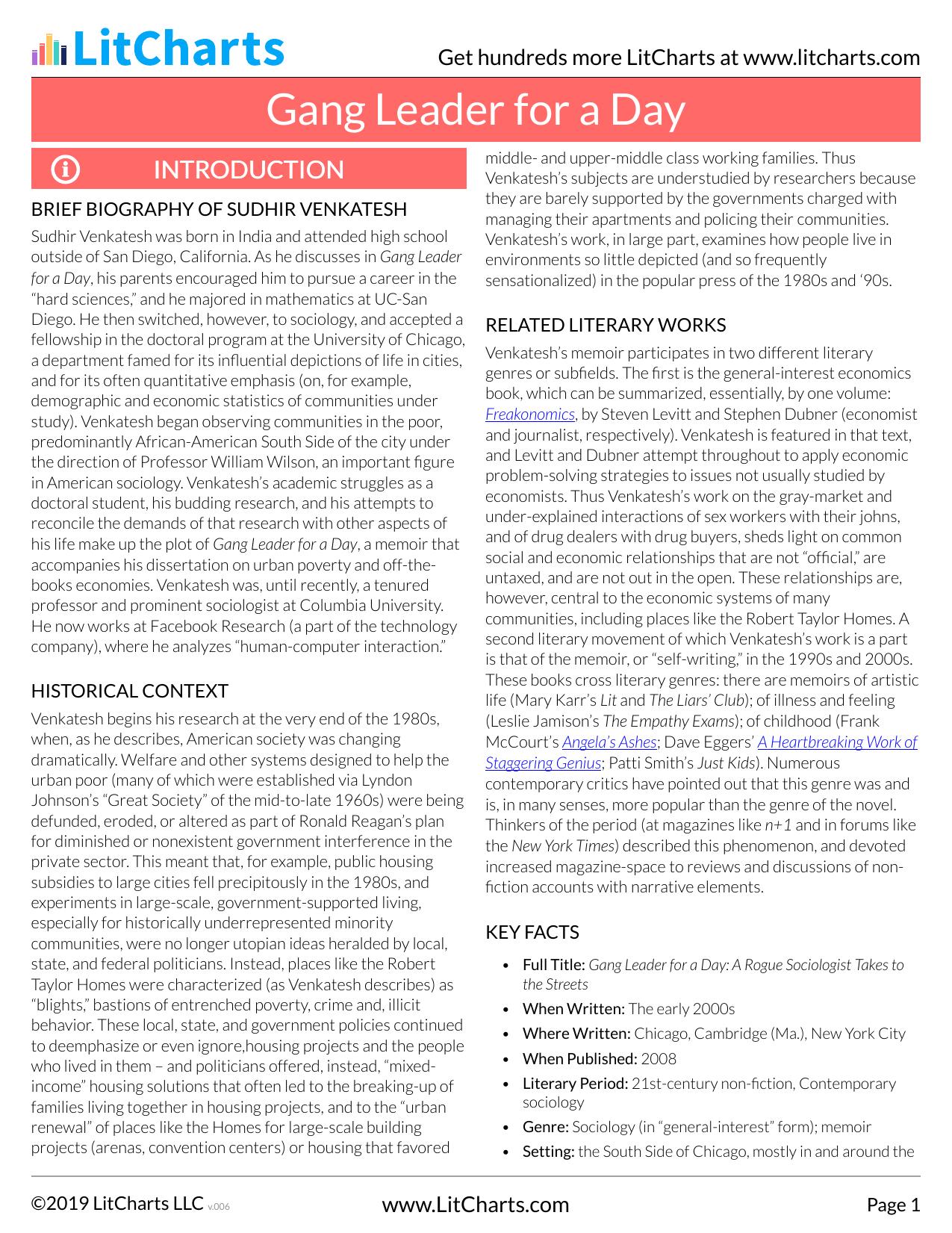 Gang Leader for a Day by Unknown