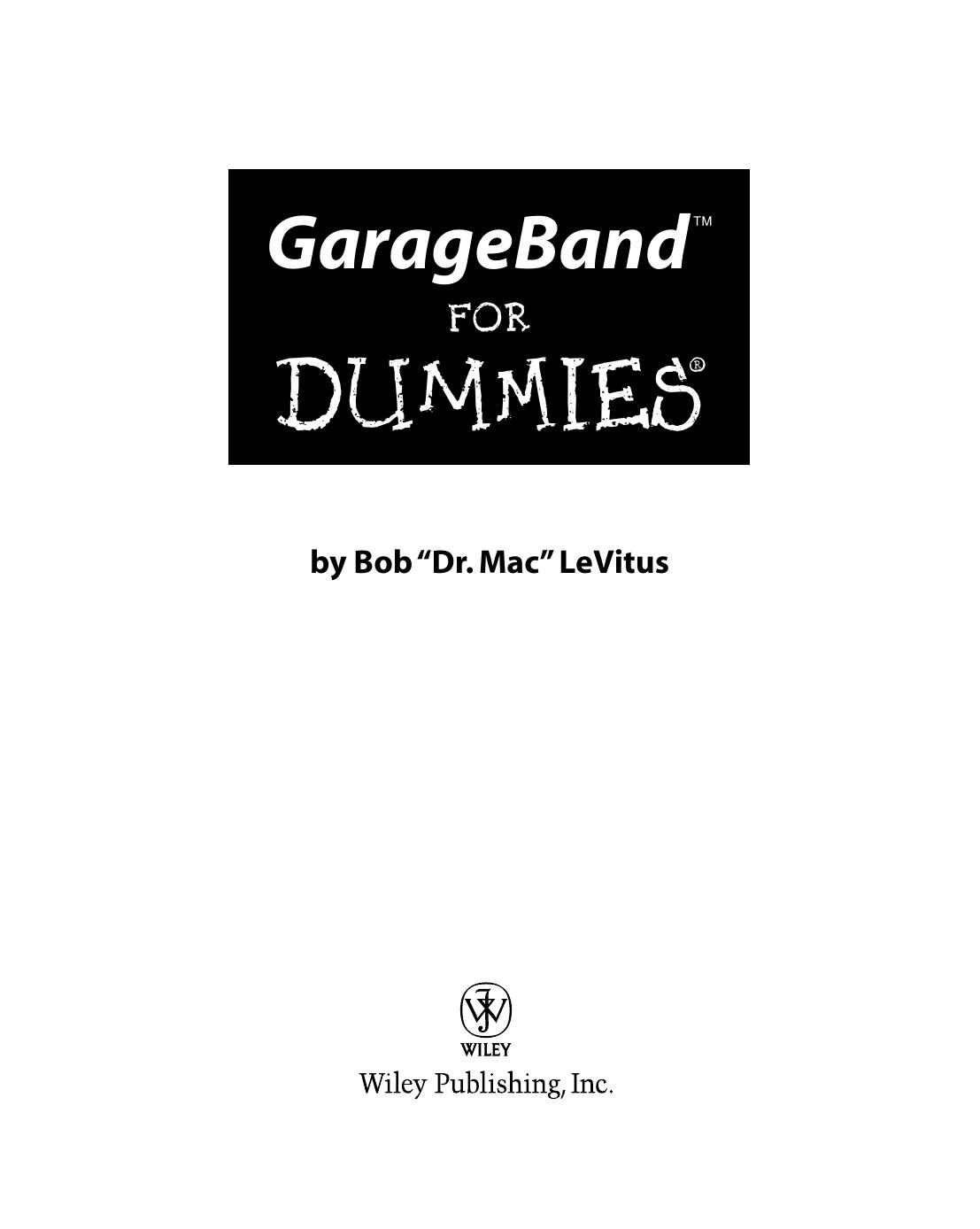 GarageBand for Dummies by Bob LeVitus