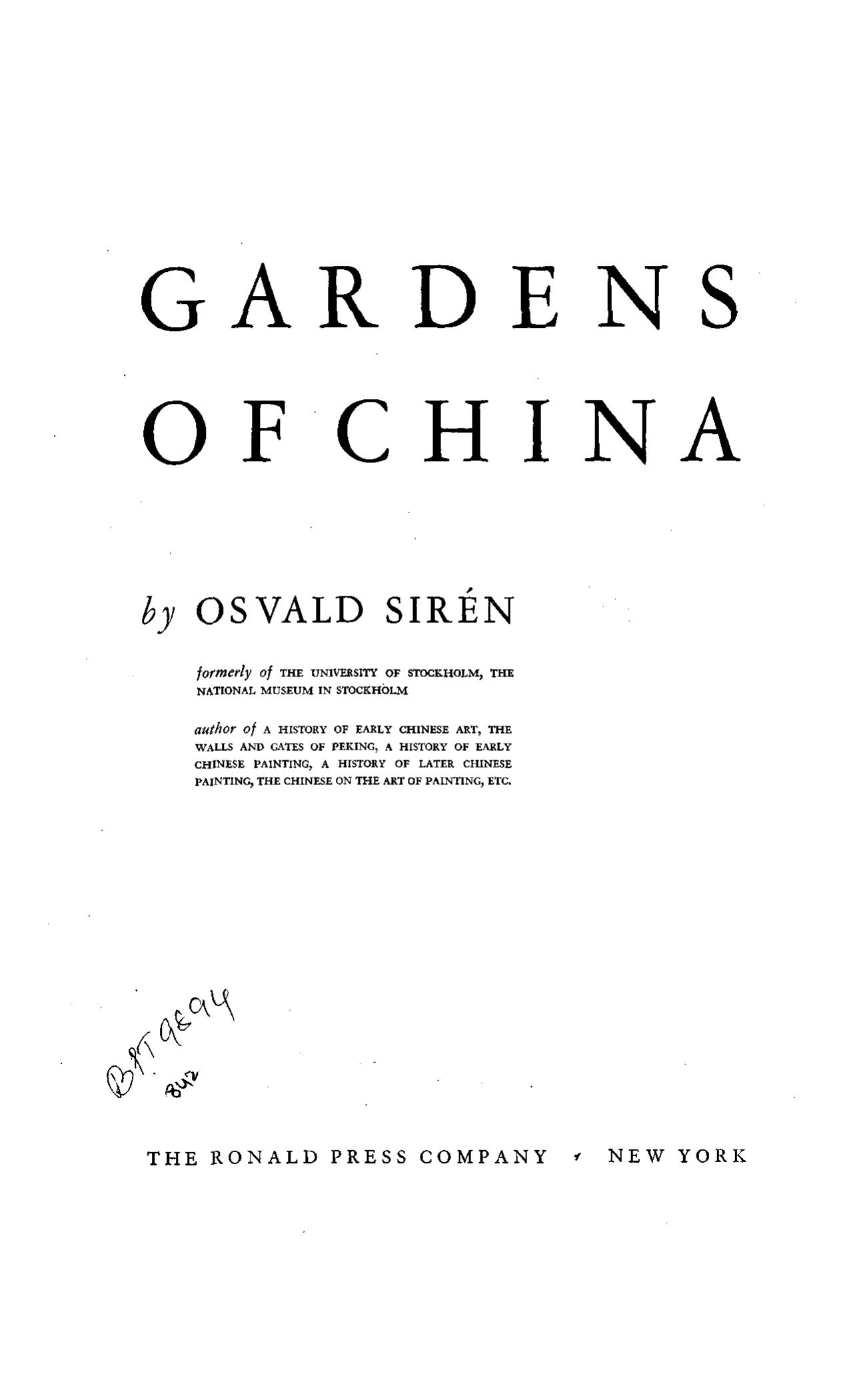Gardens of China by Osvald Sirén