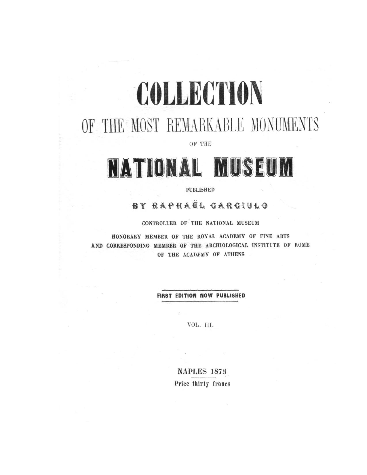 Gargiulo - Collection of the most remarkable monuments of the national museum pierres grave by 1873