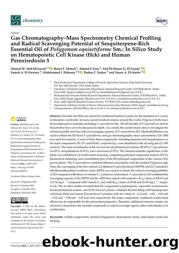Gas ChromatographyâMass Spectrometry Chemical Profiling and Radical Scavenging Potential of Sesquiterpene-Rich Essential Oil of Polygonum equisetiforme Sm.: In Silico Study on He by unknow