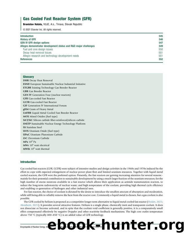 Gas Cooled Fast Reactor System &#40;GFR&#41; by Branislav Hatala