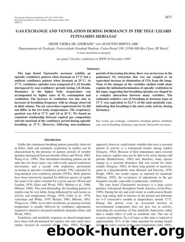 Gas exchange and ventilation in dormant tegu lizards by D. V. de Andrade & A. S. Abe