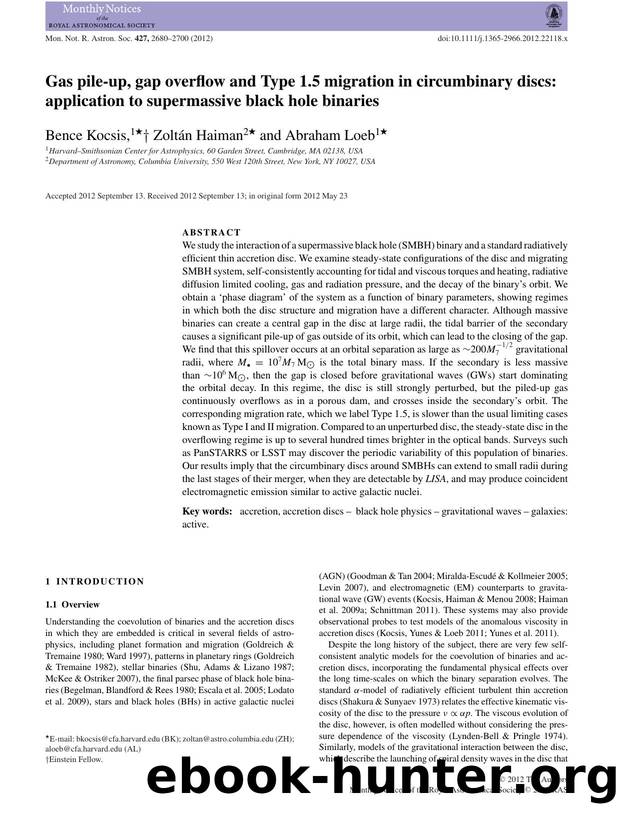 Gas pileup, gap overflow and Type 1.5 migration in circumbinary discs: application to supermassive black hole binaries by Garth Stewart