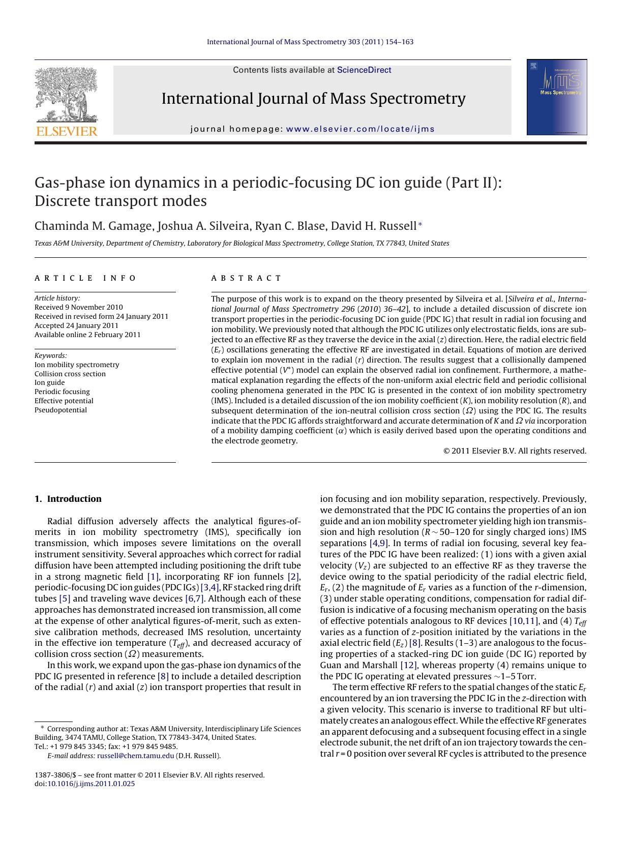 Gas-phase ion dynamics in a periodic-focusing DC ion guide (Part II): Discrete transport modes by Chaminda M. Gamage
