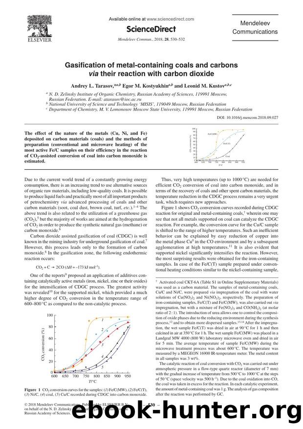 Gasification of metal-containing coals and carbons via their reaction with carbon dioxide by Andrey L. Tarasov & Egor M. Kostyukhin & Leonid M. Kustova