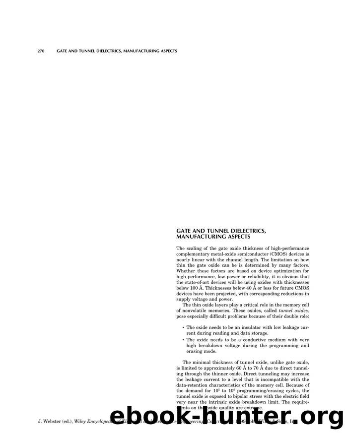 Gate and Tunnel Dielectrics, Manufacturing Aspects". In: Wiley Encyclopedia of Electrical and Electronics Engineering by Unknown