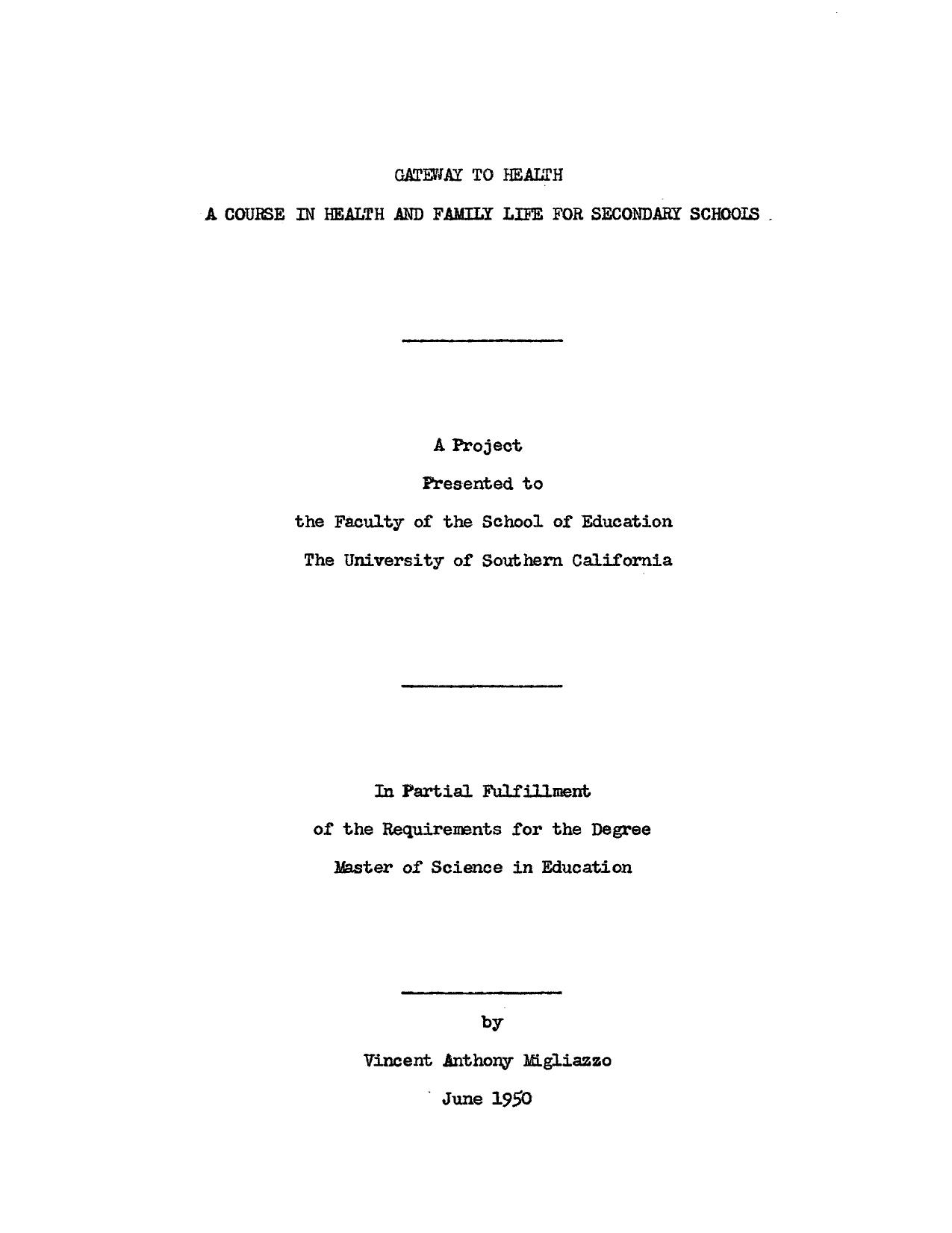 Gateway to health: A course in health and family life for secondary schools by Migliazzo Vincent Anthony