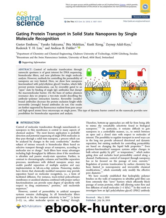 Gating Protein Transport in Solid State Nanopores by Single Molecule Recognition by unknow