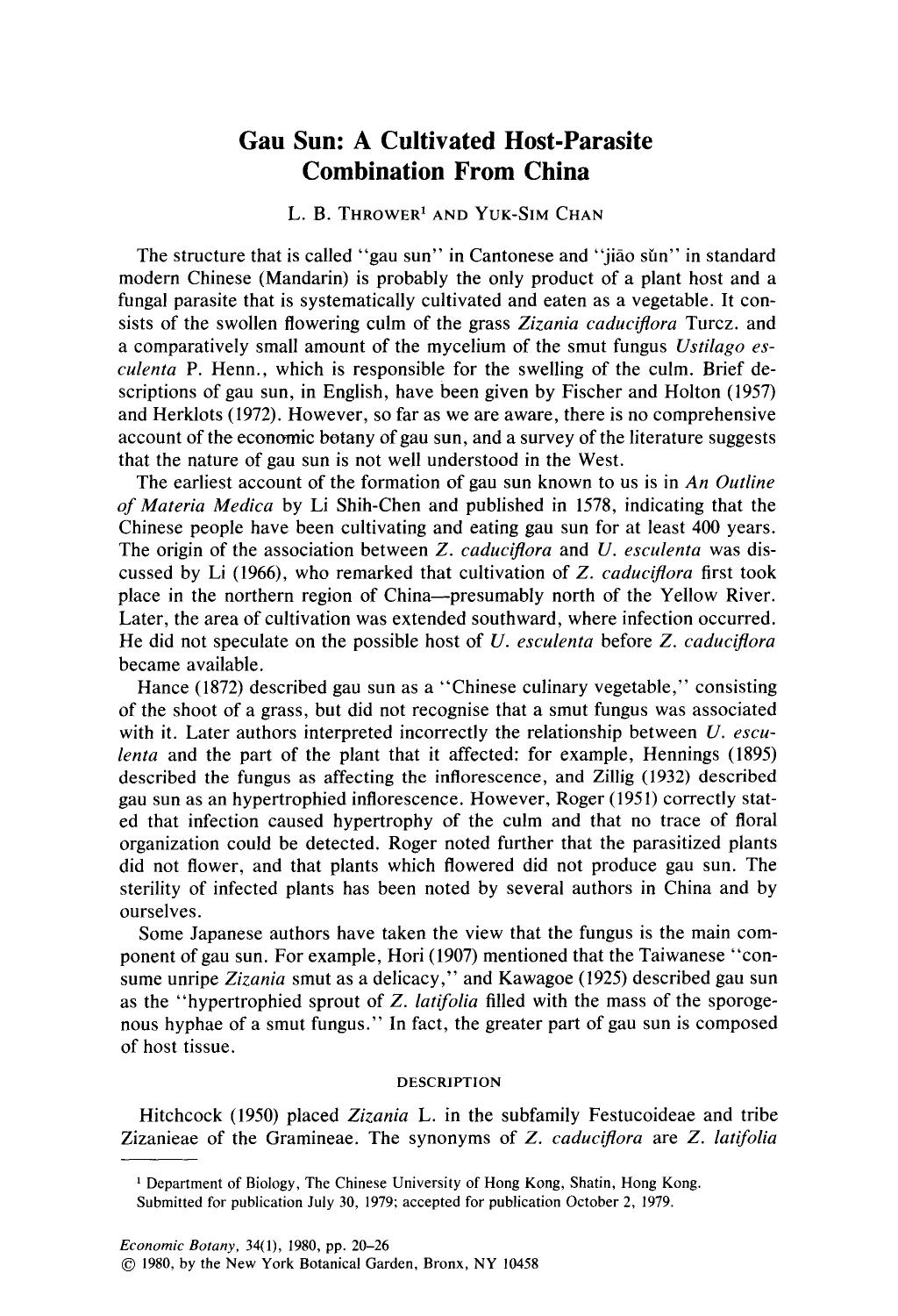 Gau sun: A cultivated host-parasite combination from china by Unknown