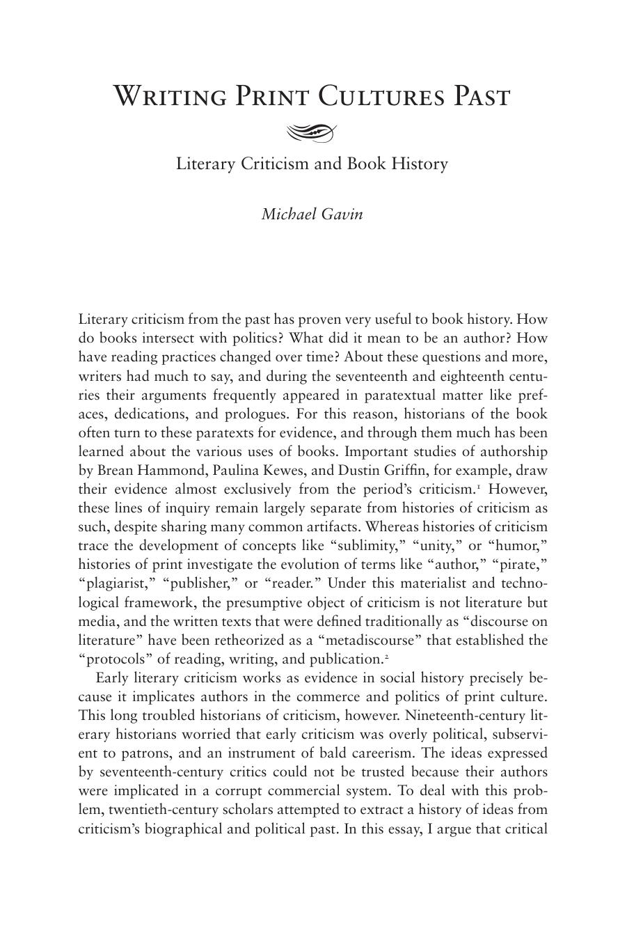 Gavin, M by Literary Criticism & Book History (2012) 15 Book History 26