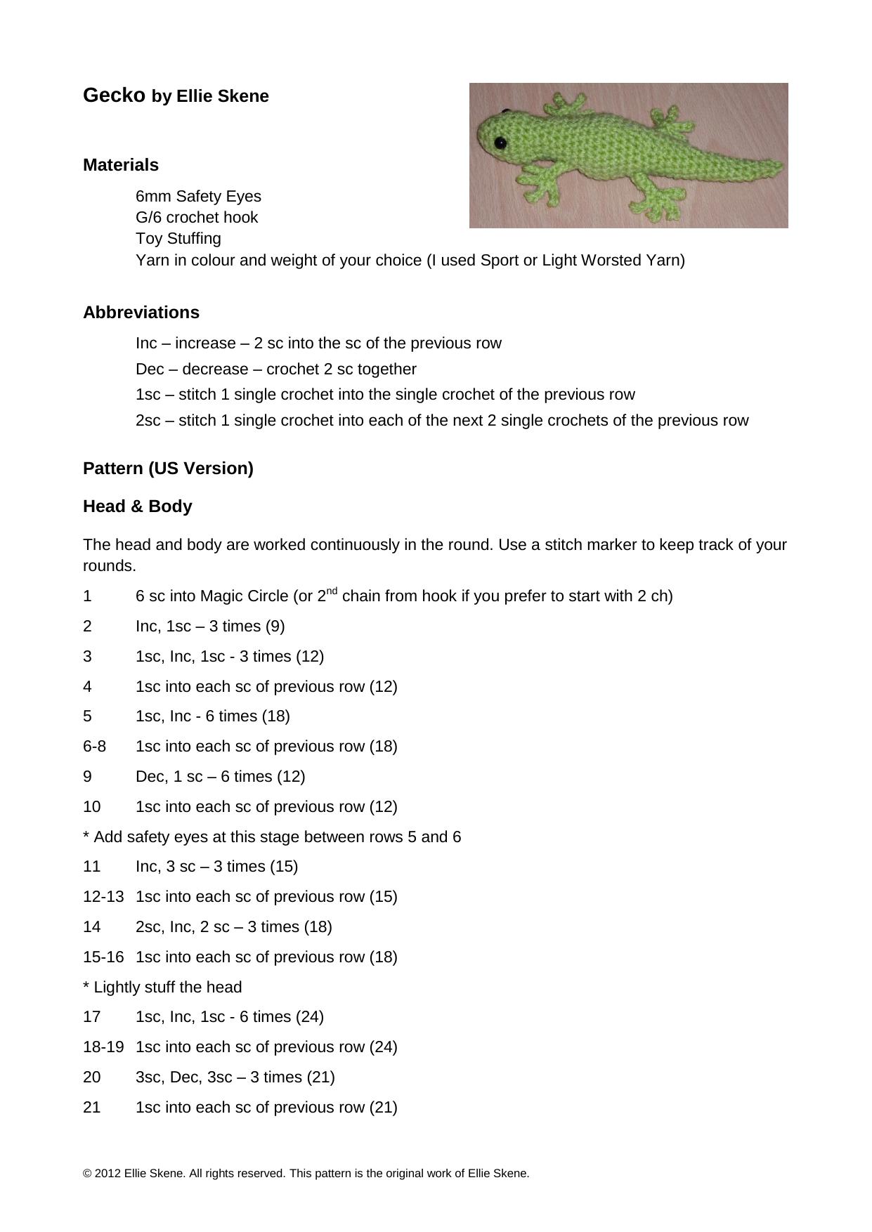 Gecko US Pattern by Skene Ellie