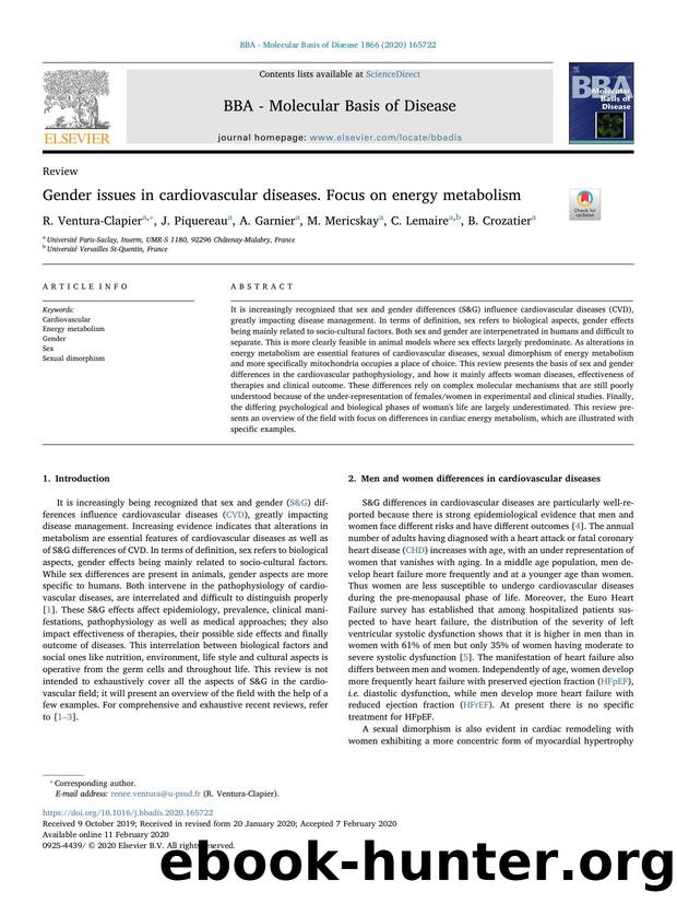 Gender issues in cardiovascular diseases. Focus on energy metabolism by R. Ventura-Clapier & J. Piquereau & A. Garnier & M. Mericskay & C. Lemaire & B. Crozatier