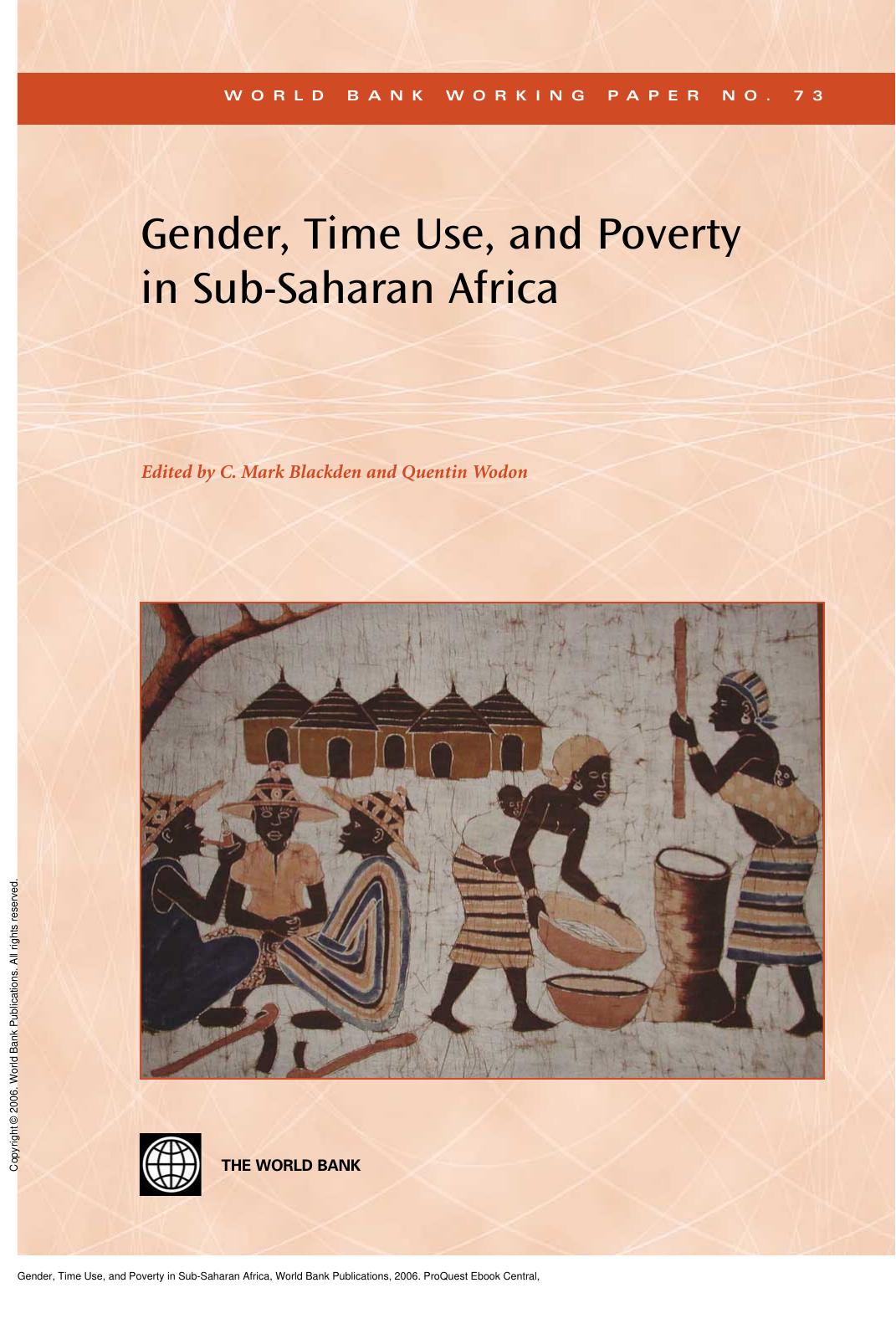 Gender, Time Use, and Poverty in Sub-Saharan Africa by Quentin Wodon; C. Mark Blackden