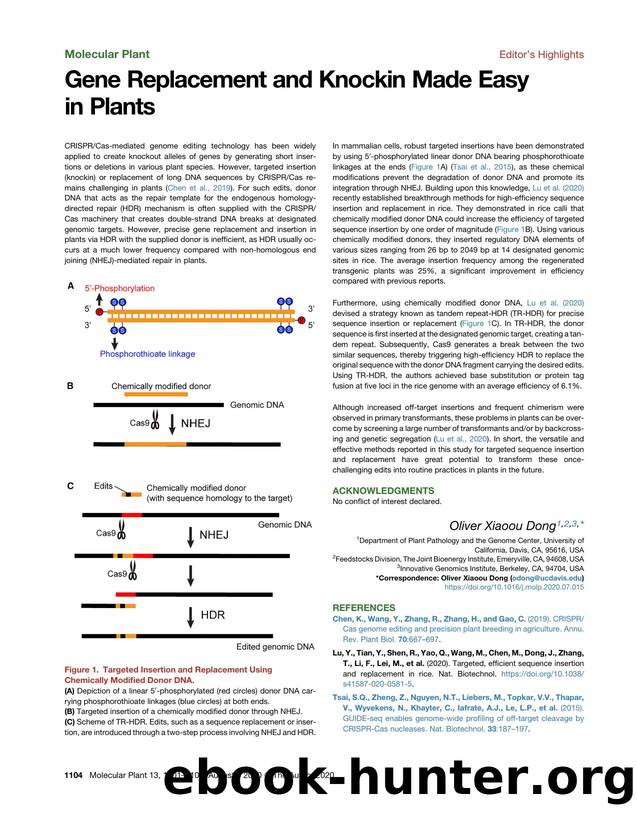 Gene Replacement and Knockin Made Easy in&nbsp;Plants by Oliver Xiaoou Dong