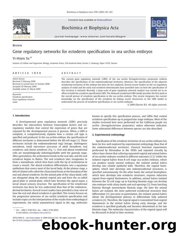 Gene regulatory networks for ectoderm specification in sea urchin embryos by Yi-Hsien Su