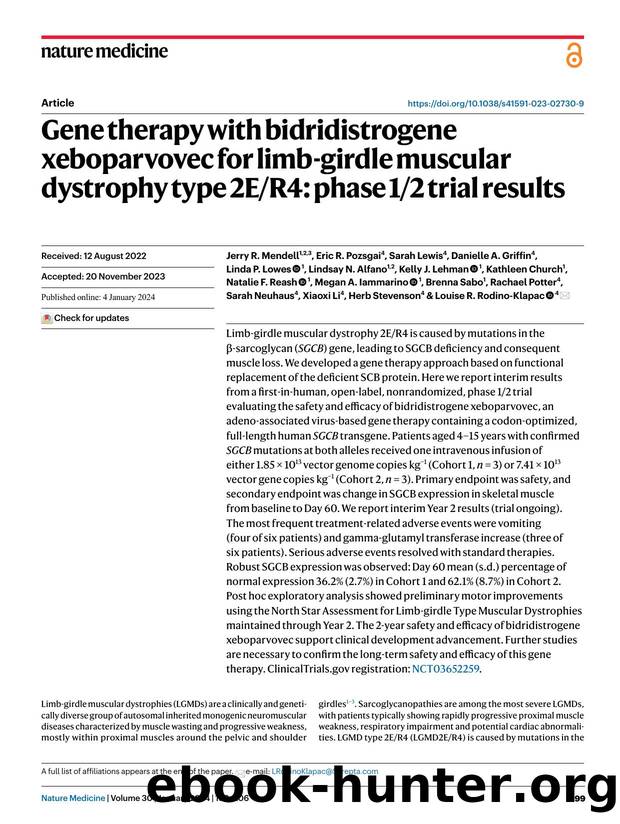 Gene therapy with bidridistrogene xeboparvovec for limb-girdle muscular dystrophy type 2ER4: phase 12 trial results by unknow