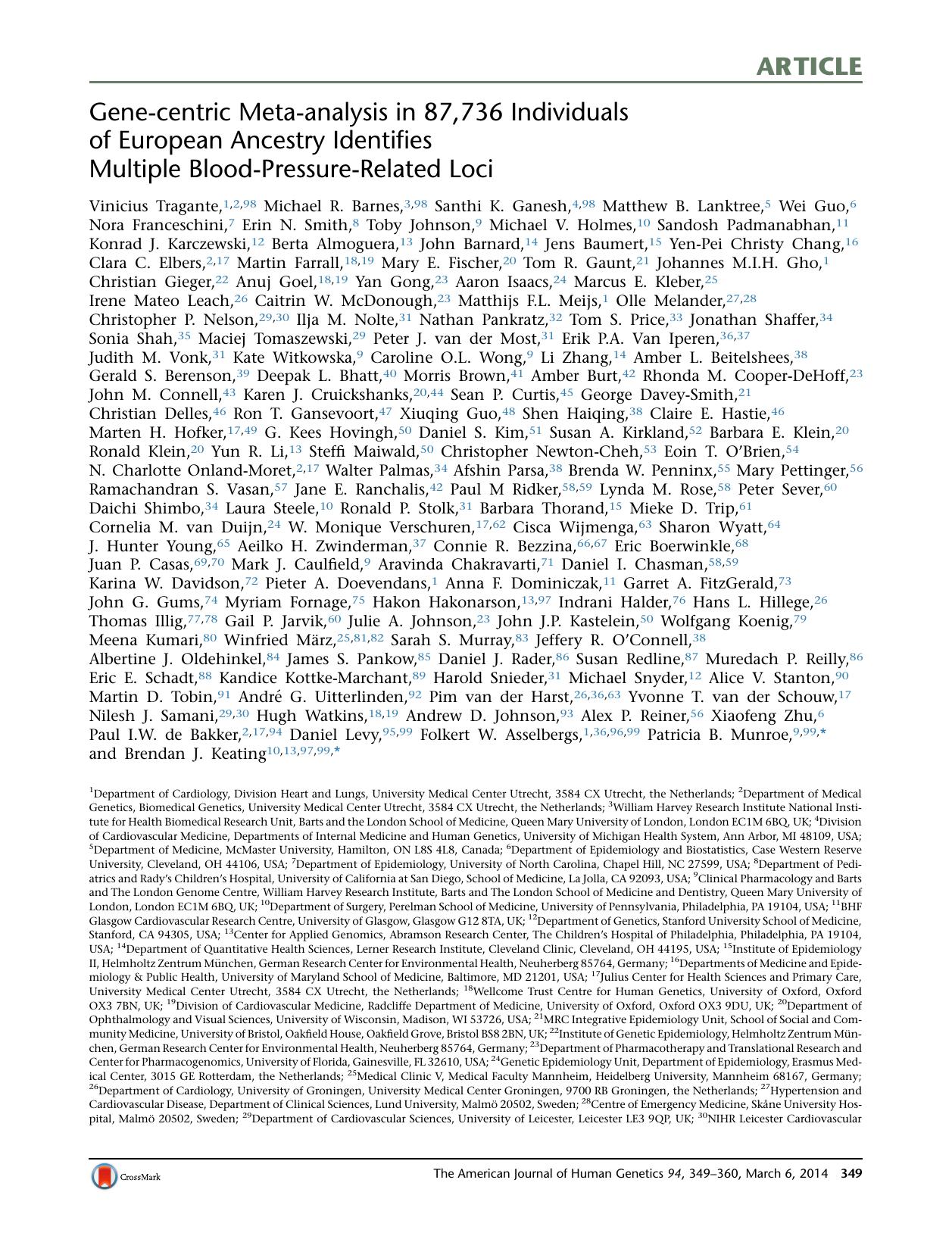 Gene-centric Meta-analysis in 87,736 Individuals of European Ancestry Identifies Multiple Blood-Pressure-Related Loci by unknow