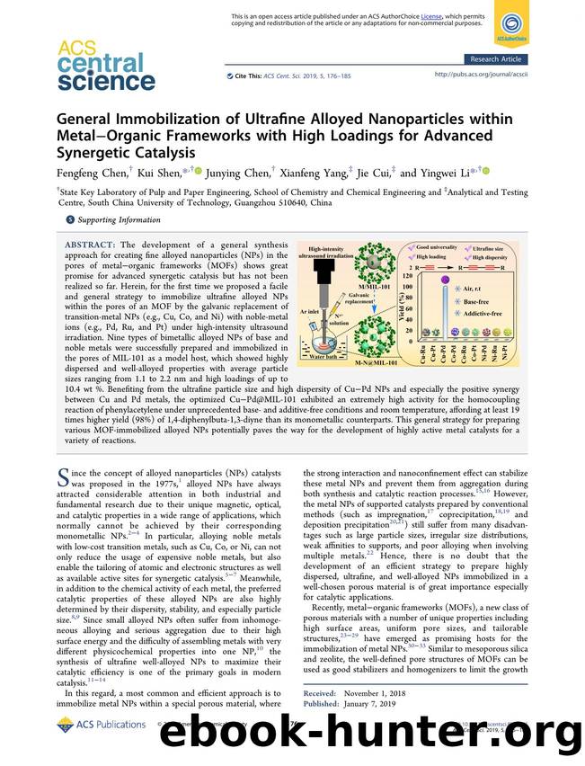 General Immobilization of Ultrafine Alloyed Nanoparticles within MetalâOrganic Frameworks with High Loadings for Advanced Synergetic Catalysis by unknow