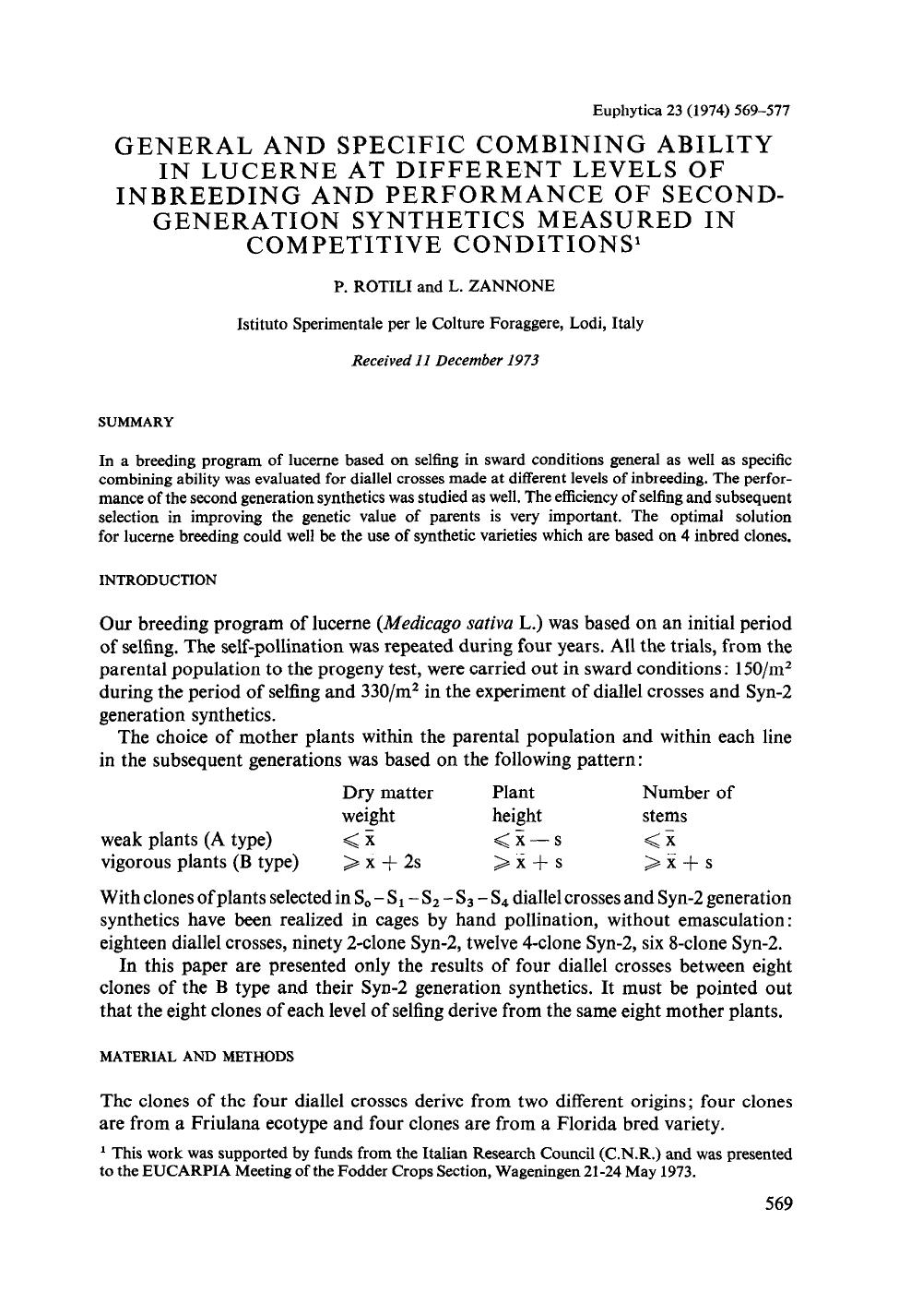 General and specific combining ability in lucerne at different levels of in breeding and performance of second-generation synthetics measured in competitive conditions by Unknown