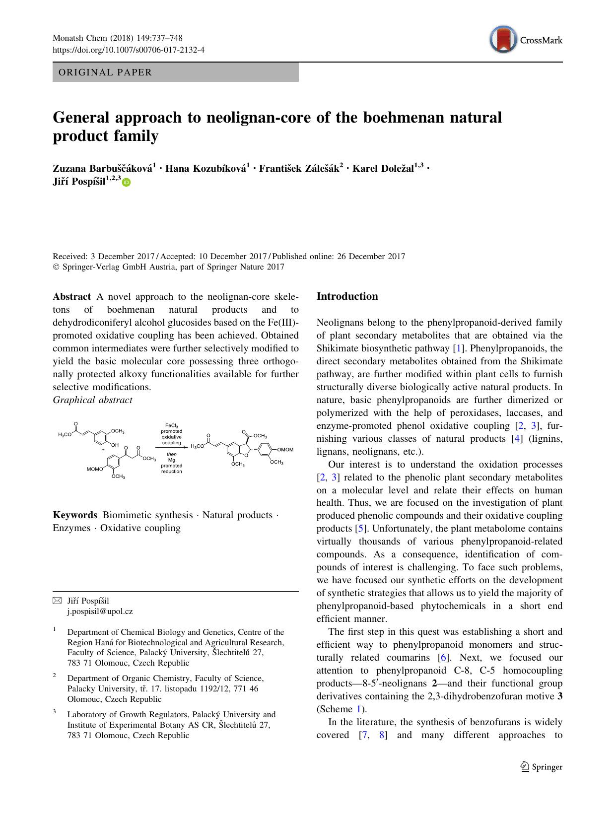 General approach to neolignan-core of the boehmenan natural product family by unknow