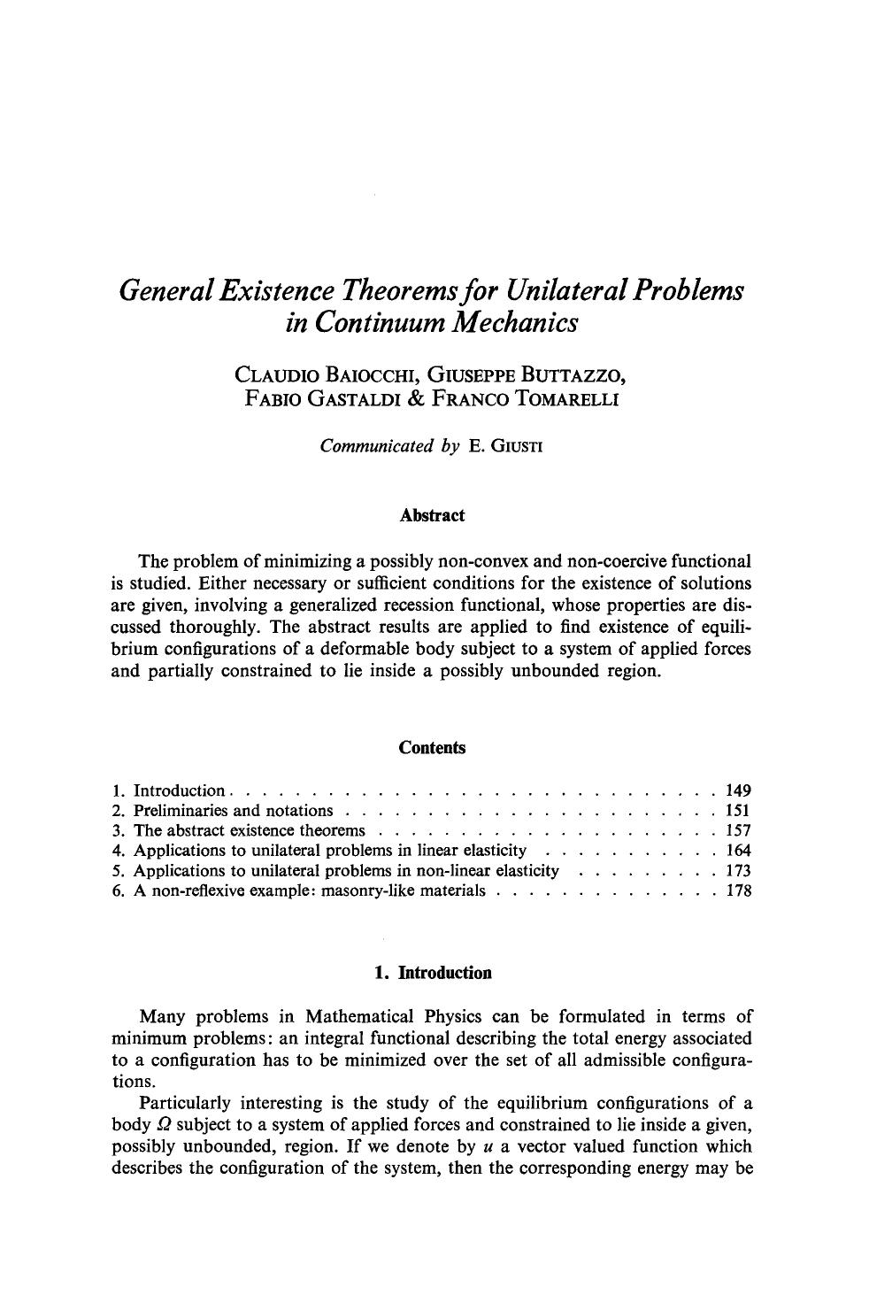 General existence theorems for unilateral problems in continuum mechanics by Unknown