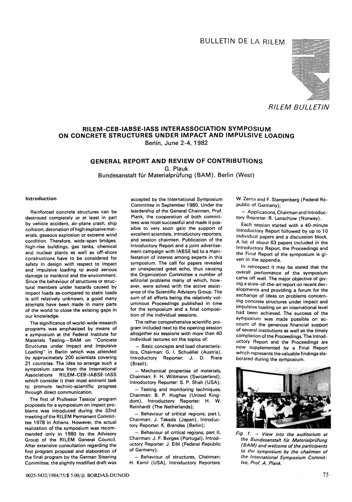 General report and review of contributions by Unknown