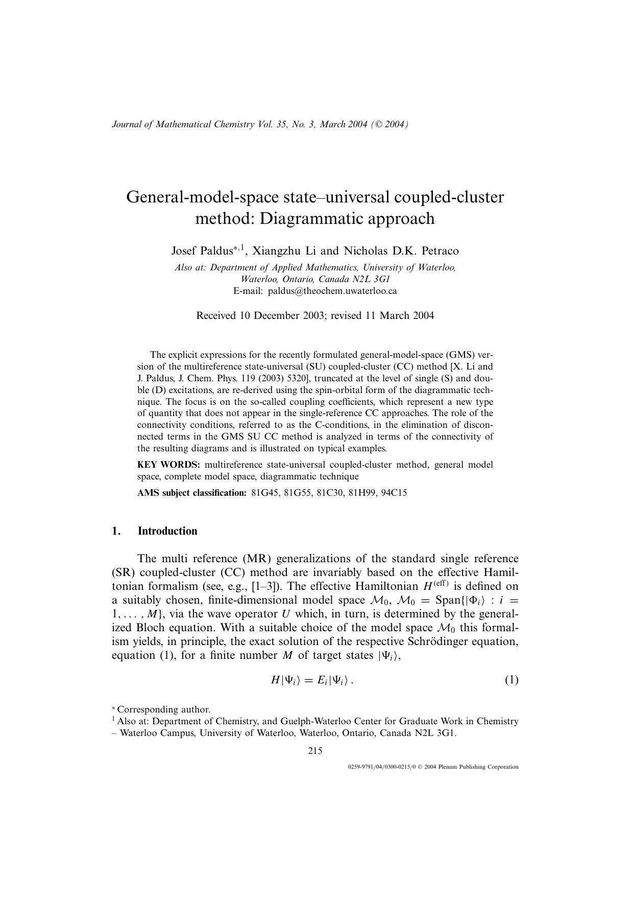 General-Model-Space State&#x2013;Universal Coupled-Cluster Method: Diagrammatic Approach by Unknown