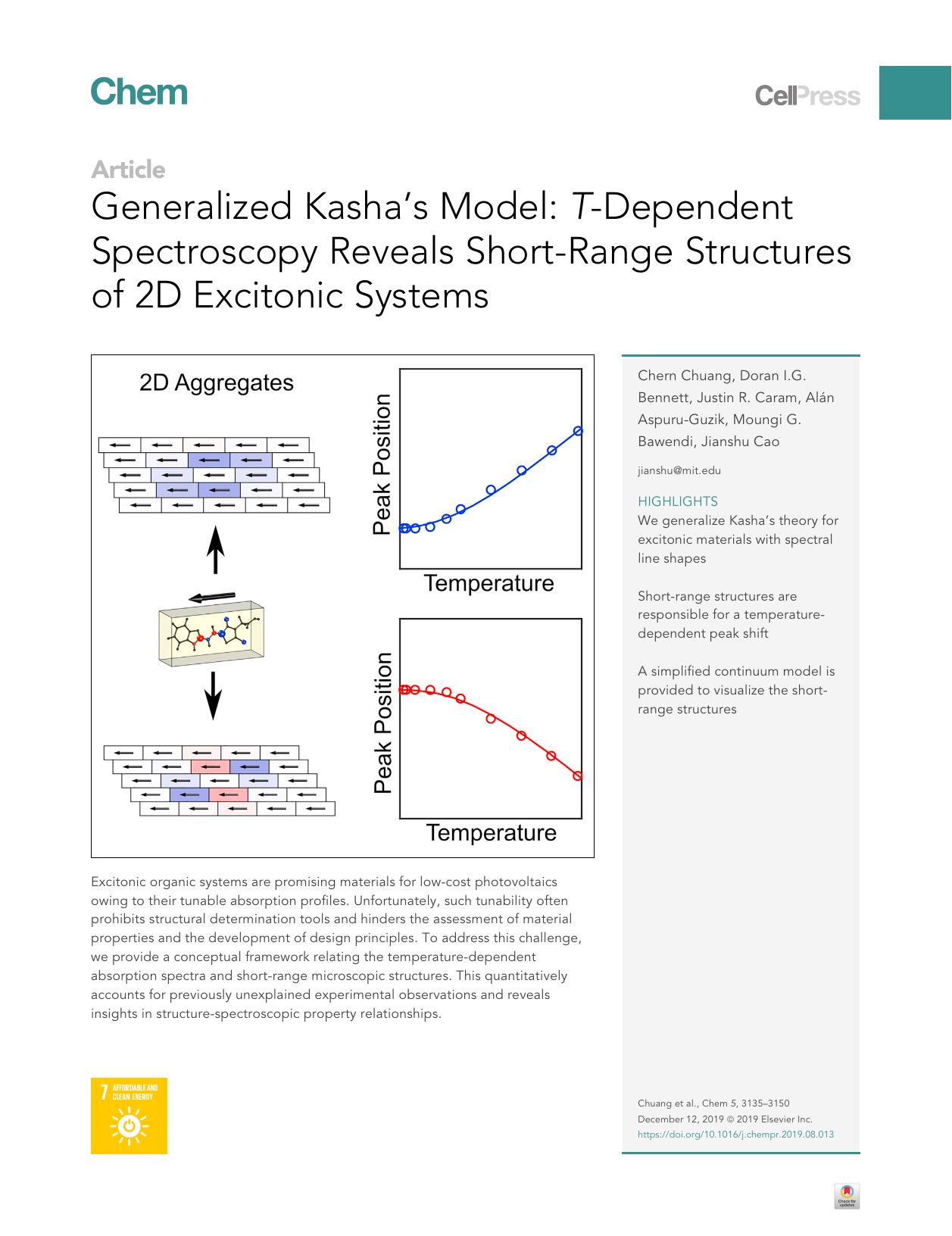 Generalized Kasha’s Model: T-Dependent Spectroscopy Reveals Short-Range Structures of 2D Excitonic Systems by unknow
