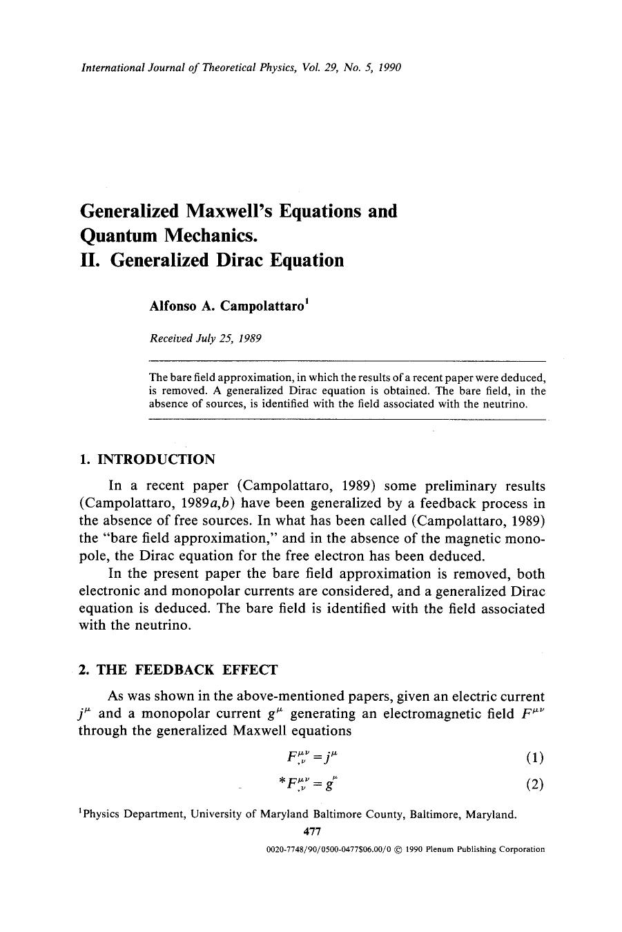 Generalized Maxwell's equations and quantum mechanics. II. Generalized dirac equation by Unknown