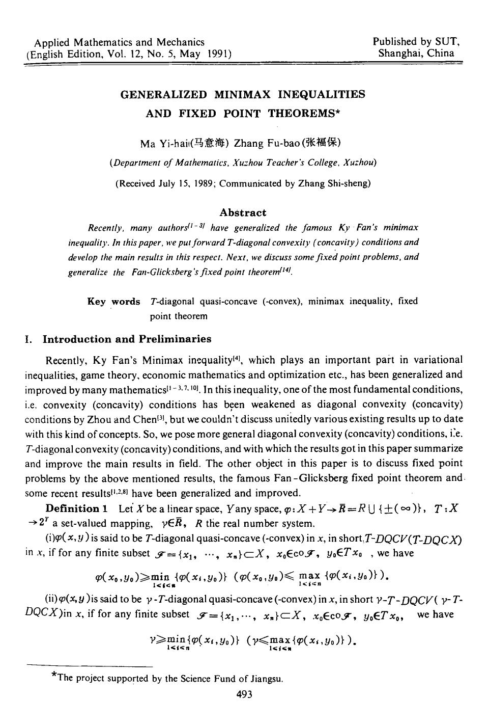Generalized minimax inequalities and fixed point theorems by Unknown