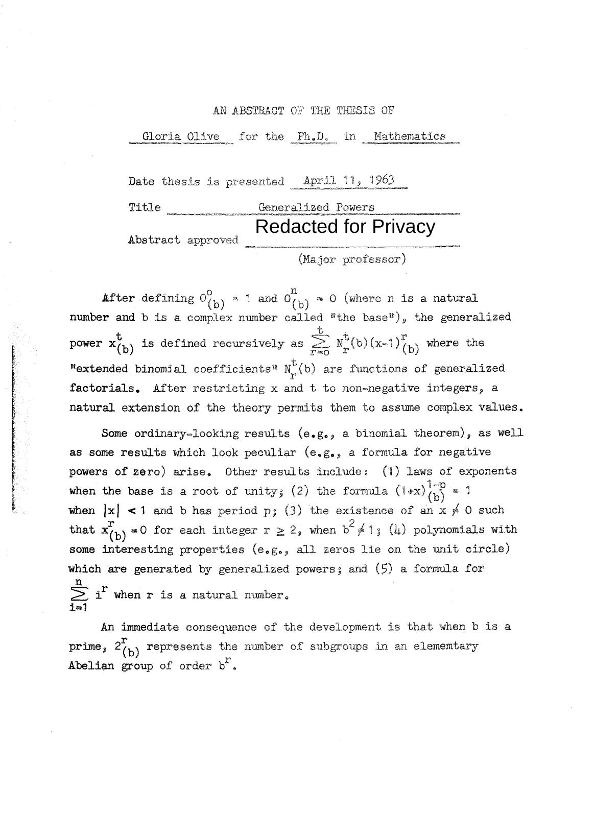 Generalized powers by Gloria Olive