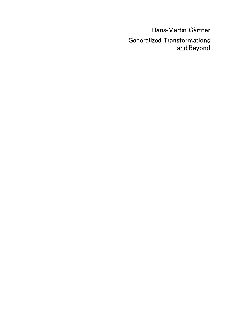 Generalized transformations and beyond : reflections on minimalist syntax by Gärtner Hans-Martin