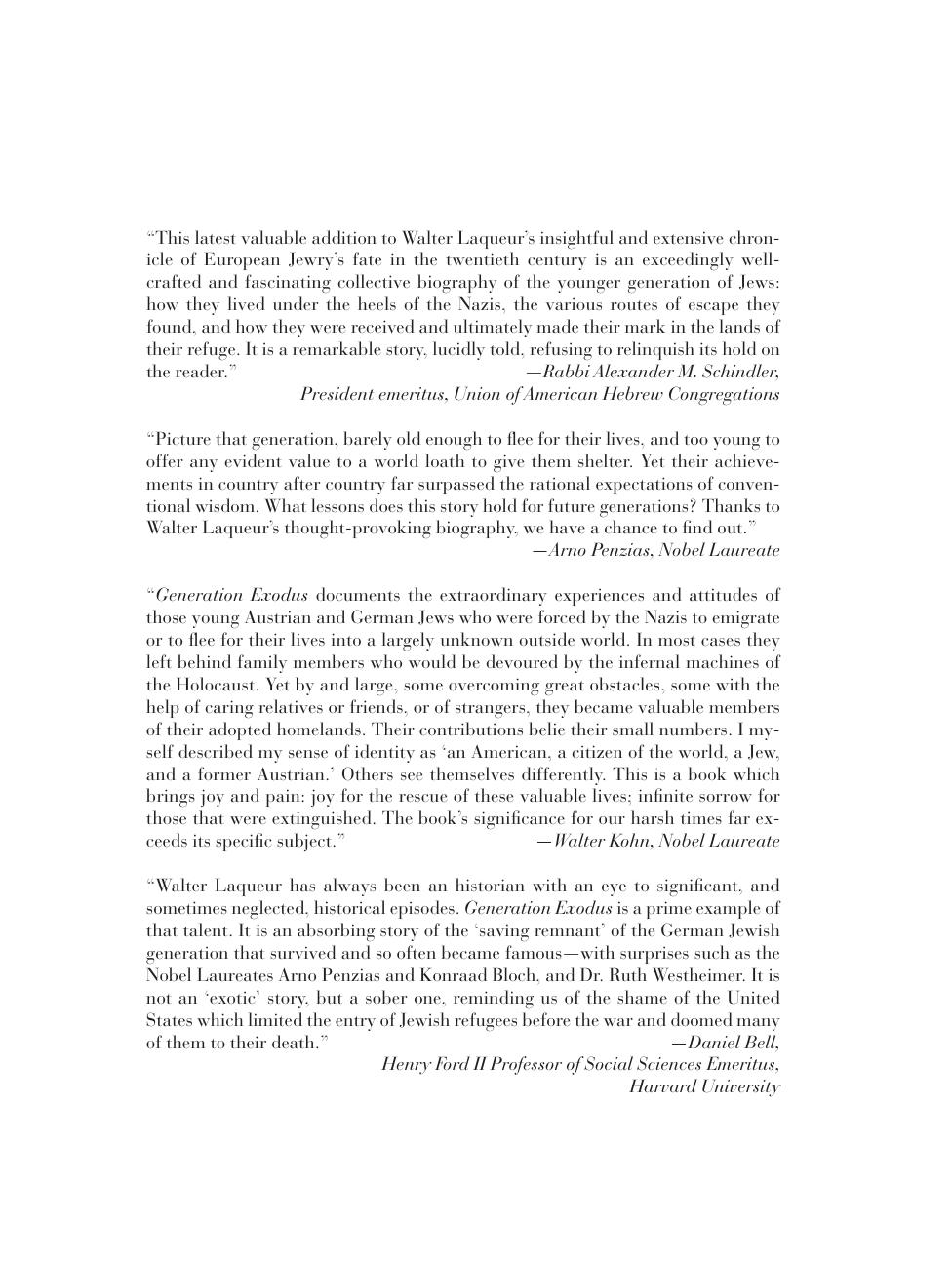 Generation Exodus : The Fate of Young Jewish Refugees from Nazi Germany by Walter Laqueur