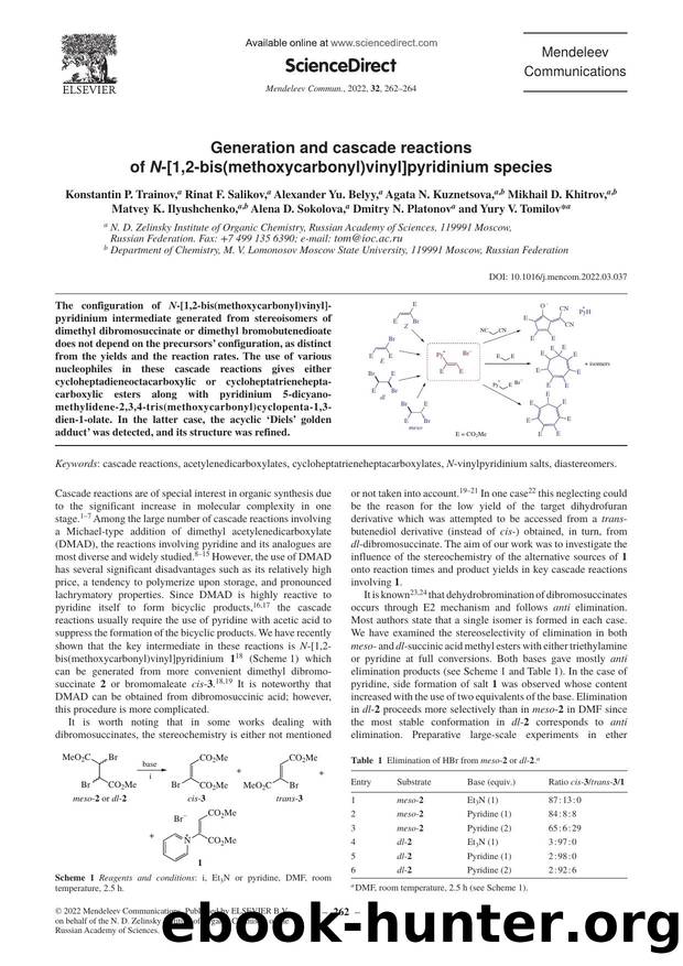 Generation and cascade reactions of N-[1,2-bis(methoxycarbonyl)vinyl]pyridinium species by unknow