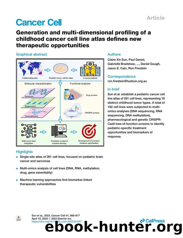 Generation and multi-dimensional profiling of a childhood cancer cell line atlas defines new therapeutic opportunities by unknow