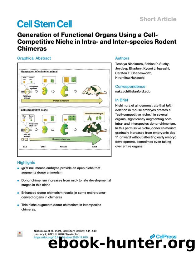 Generation of Functional Organs Using a Cell-Competitive Niche in Intra- and Inter-species Rodent Chimeras by unknow