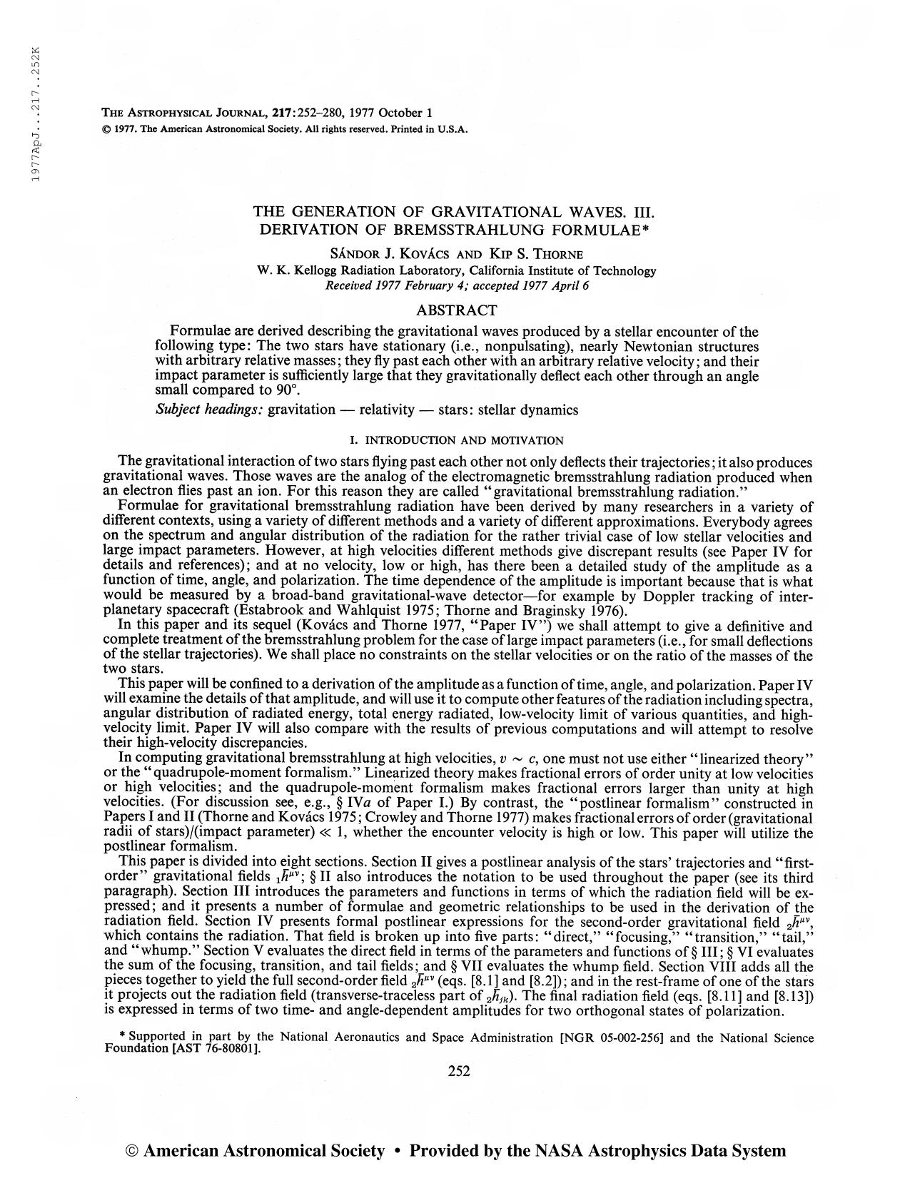 Generation of Gravitational Waves, III (1977) by Unknown